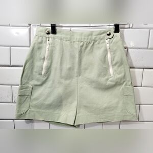 THE SAIL LOFT Vintage Ladies 100% Cotton High Waist Shorts Front Zipper Detail
